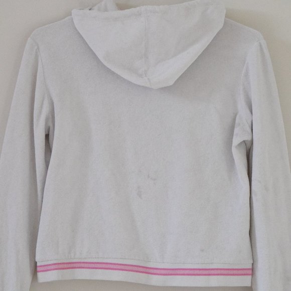 AEROPOSTALE White Terrycloth Zip Up Hooded Sweater | Size M - Picture 6 of 7